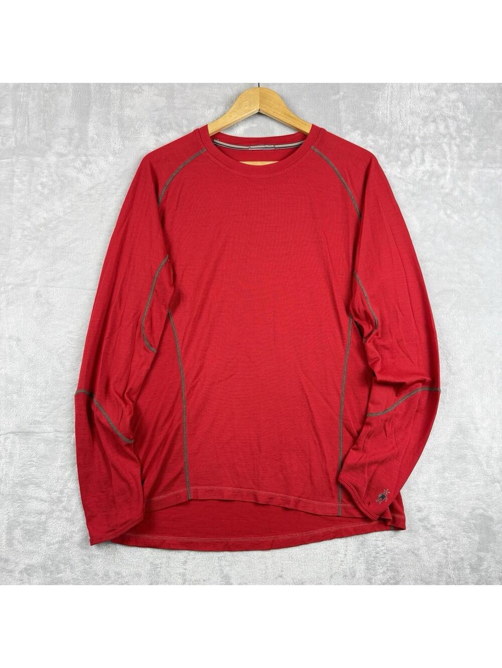 Smartwool Merino Wool Base Layer Long Sleeve Shirt Red Men XL Gorpcore Hike Camp